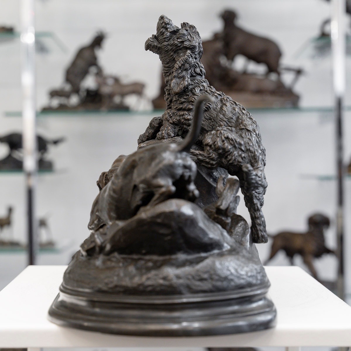 Sculpture - The Three Dogs At The Burrow , Jules Moigniez (1835–1894) - Bronze  -photo-1