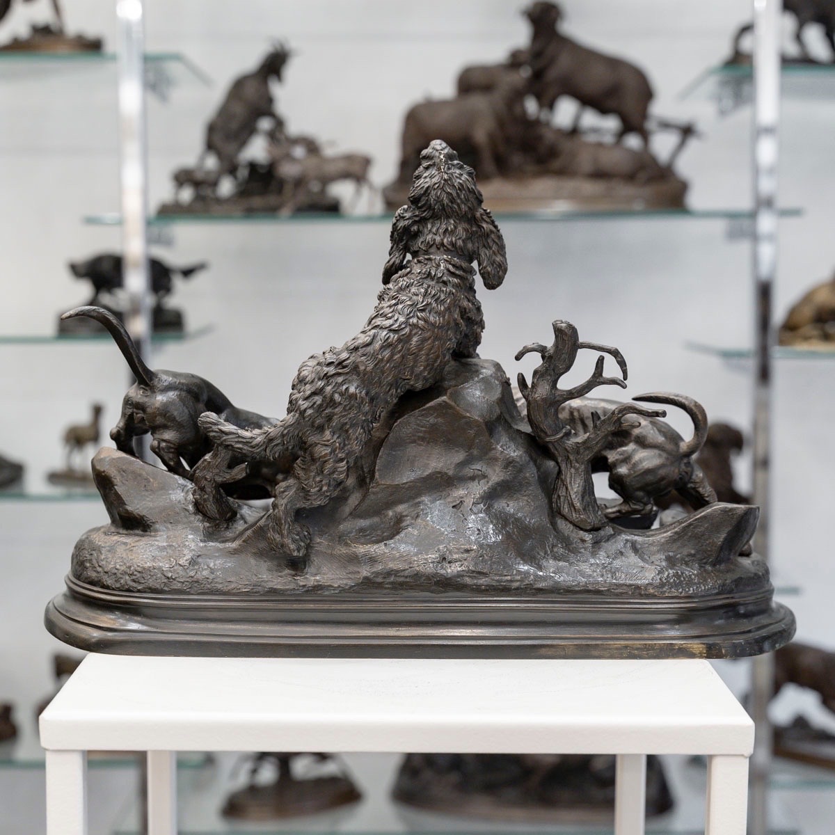 Sculpture - The Three Dogs At The Burrow , Jules Moigniez (1835–1894) - Bronze  -photo-2