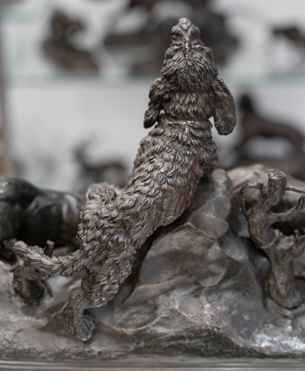 Sculpture - The Three Dogs At The Burrow , Jules Moigniez (1835–1894) - Bronze  -photo-3
