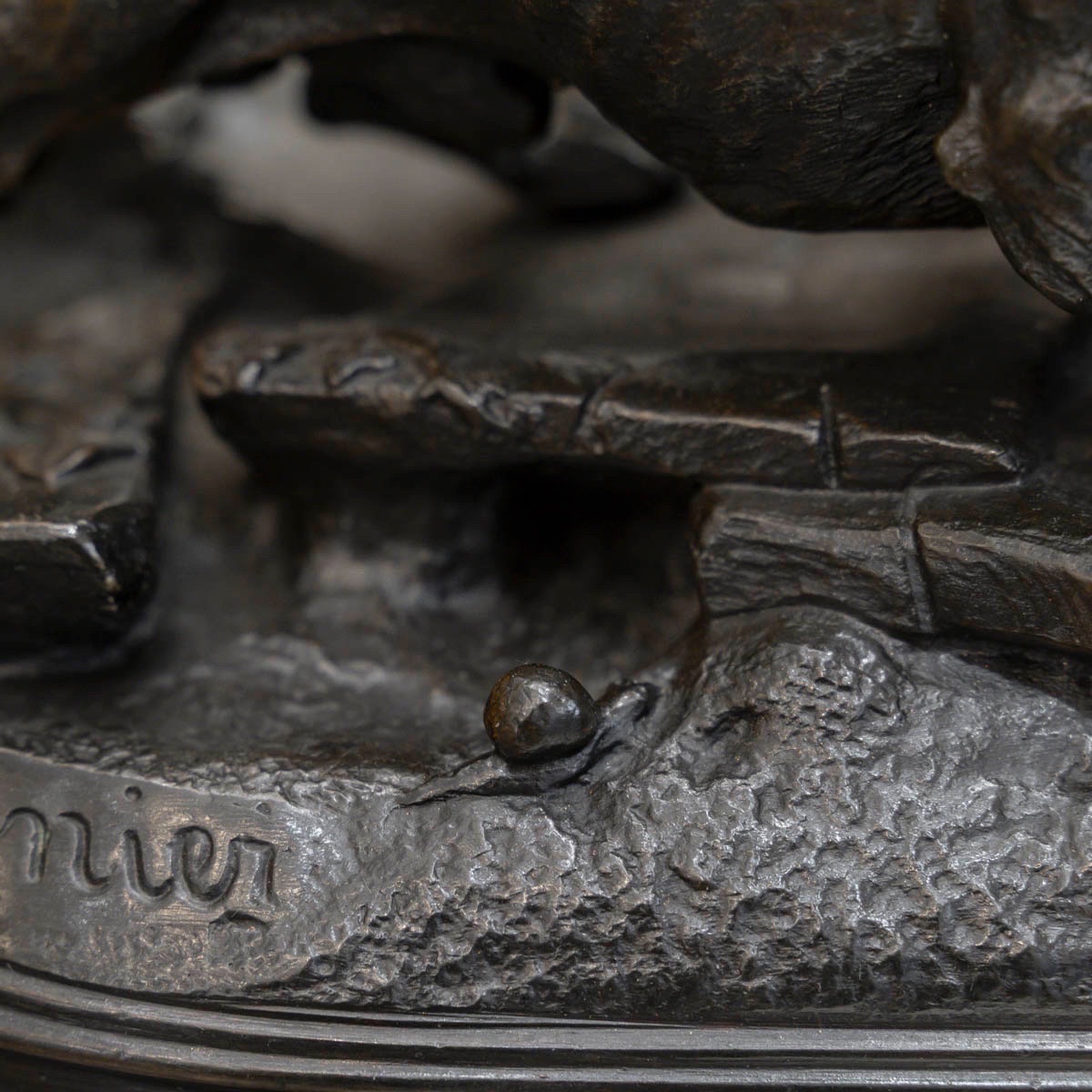 Sculpture - The Three Dogs At The Burrow , Jules Moigniez (1835–1894) - Bronze  -photo-7