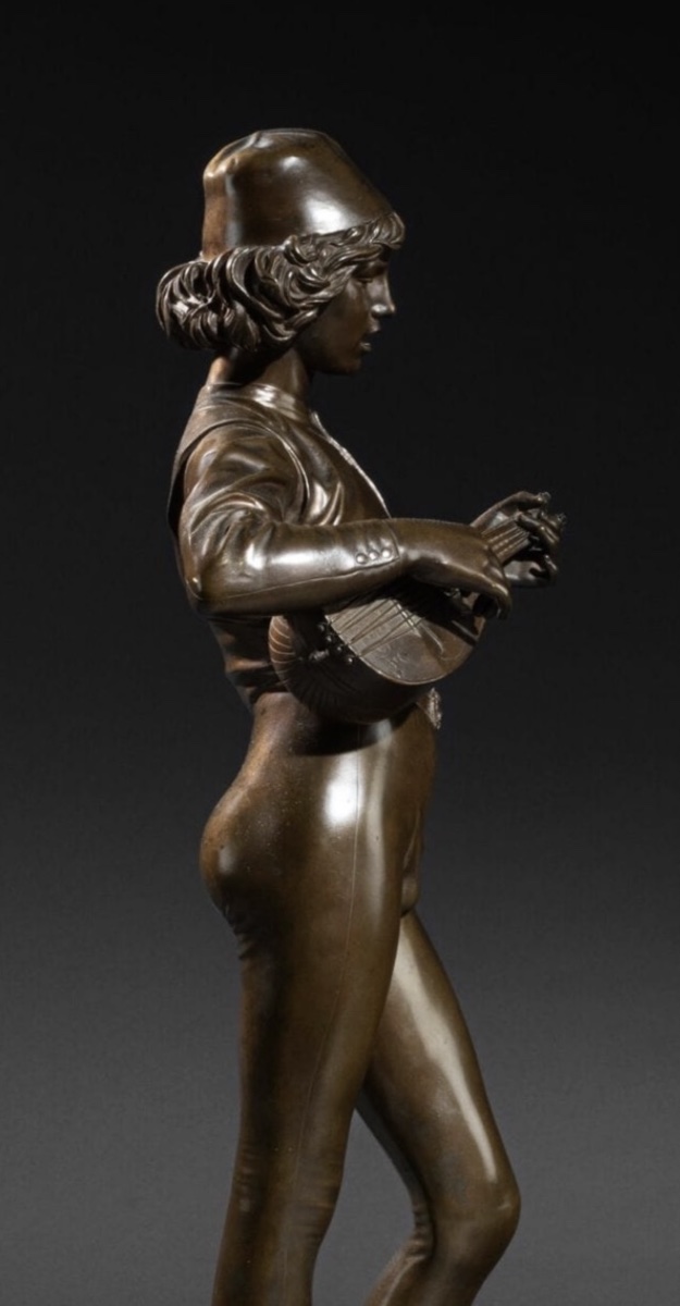 Sculpture  - Le Chanteur Florentin , Paul Dubois (1829-1905) / F.Barbedienne Fondeur - Bronze-photo-1