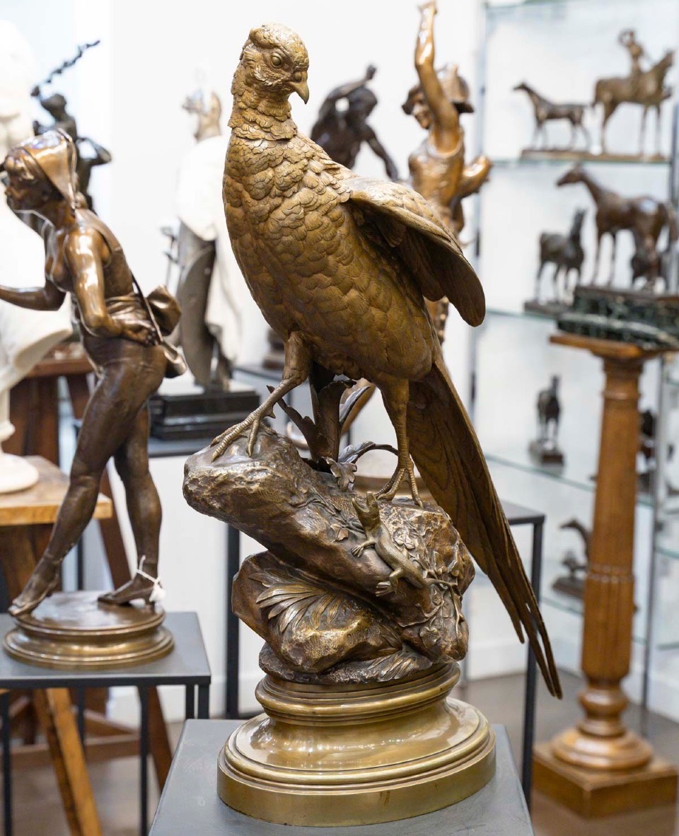 Sculpture - The Pheasant And The Lizard , Alfred Dubucand (1828–1894) - Bronze-photo-2