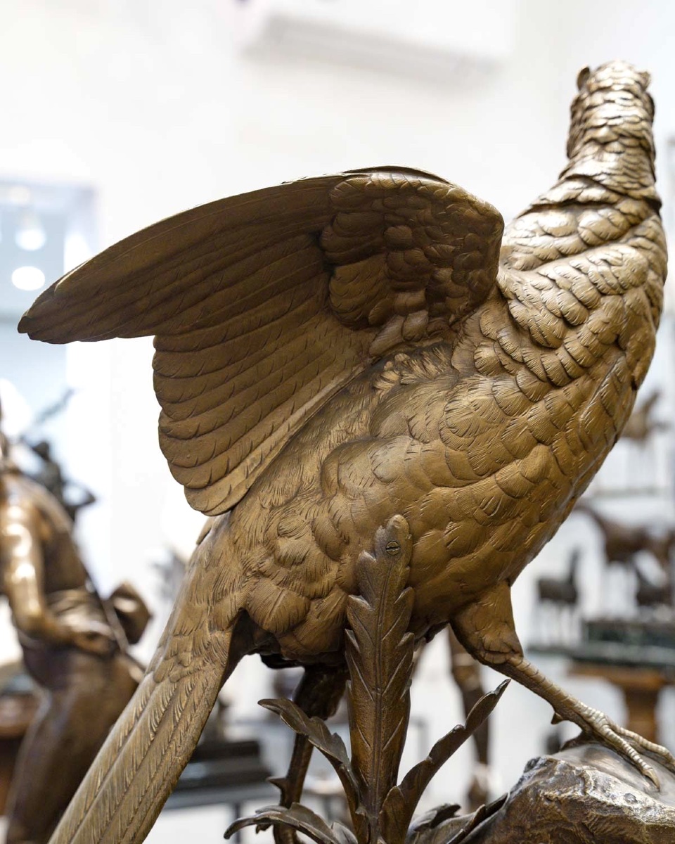 Sculpture - The Pheasant And The Lizard , Alfred Dubucand (1828–1894) - Bronze-photo-1