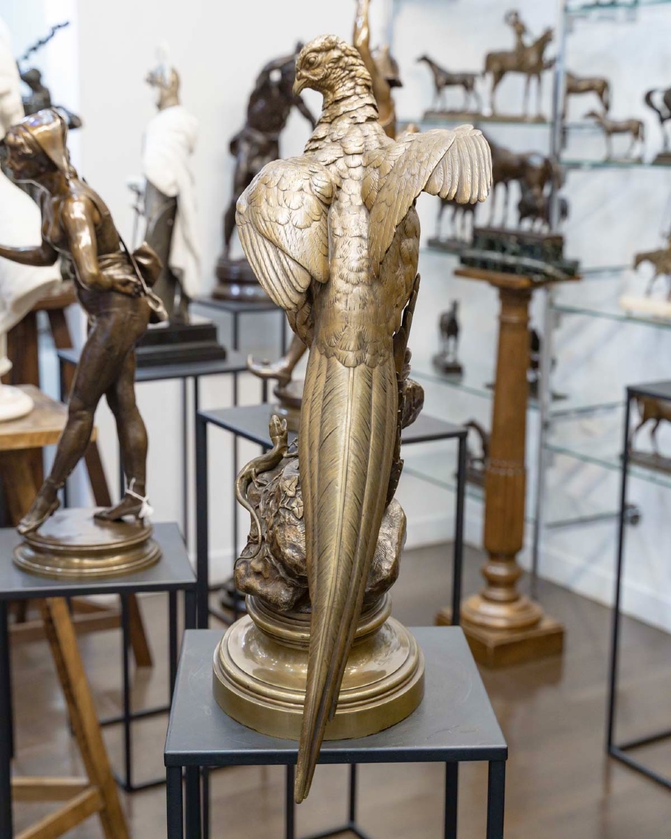 Sculpture - The Pheasant And The Lizard , Alfred Dubucand (1828–1894) - Bronze-photo-3