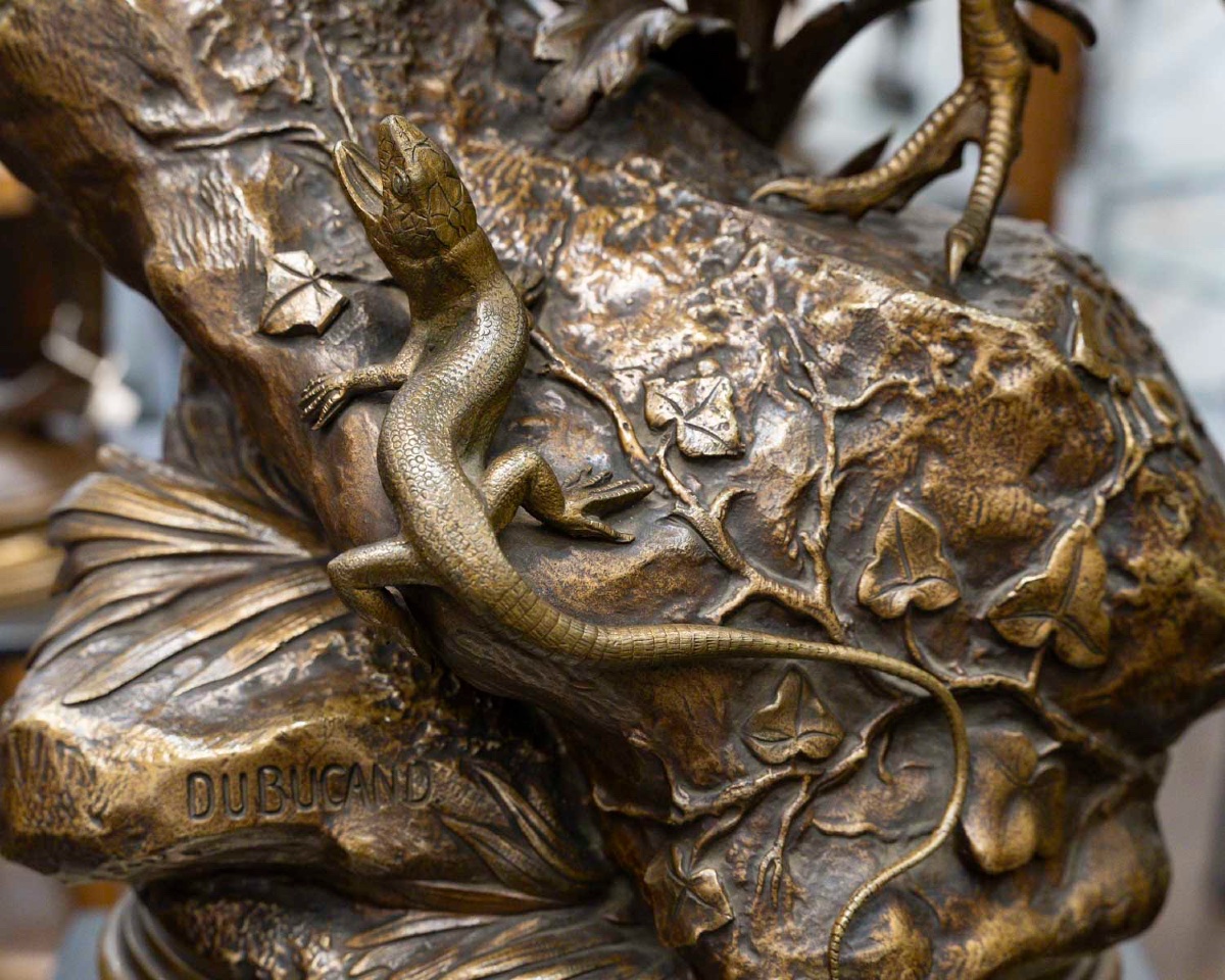 Sculpture - The Pheasant And The Lizard , Alfred Dubucand (1828–1894) - Bronze-photo-6