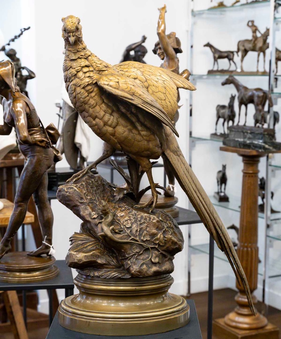 Sculpture - The Pheasant And The Lizard , Alfred Dubucand (1828–1894) - Bronze