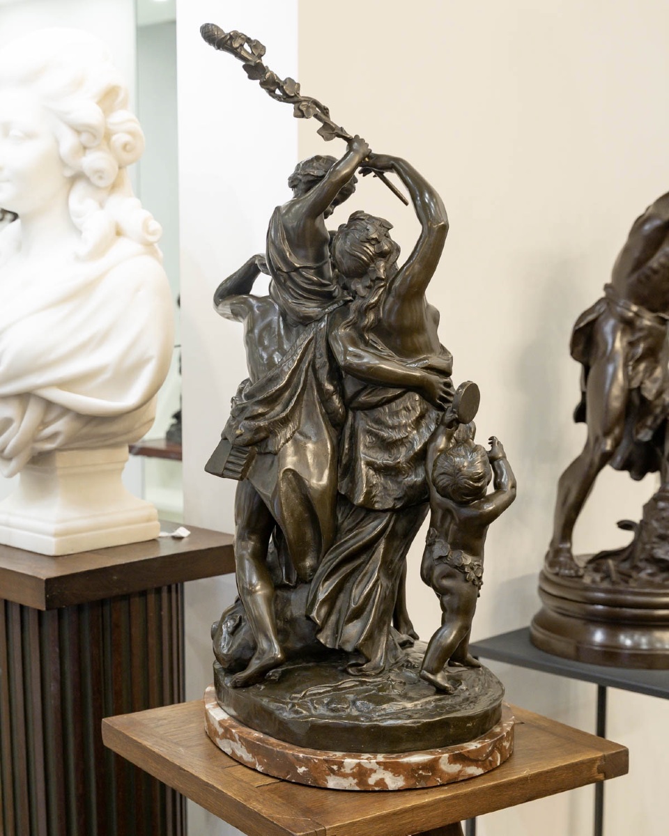 Groupe en bronze , Le Triomphe de Bacchus , Claude Michel dit Clodion (1738-1814)-photo-2