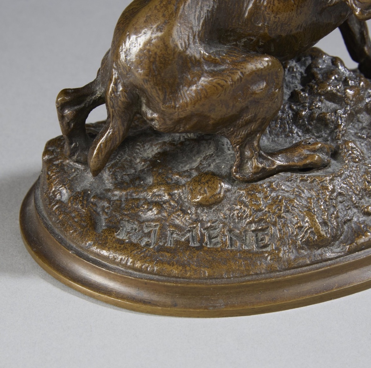 Sculpture - Chien Ratier Léchant Sa Patte , Pierre - Jules Mêne (1810-1879) - Bronze-photo-1