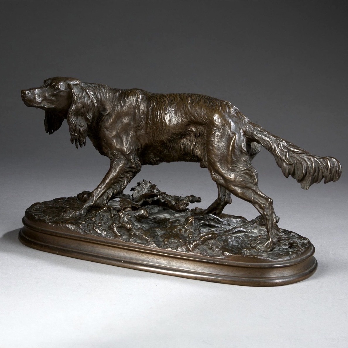 Sculpture - Chien Épagneul Anglais , MÉDOR Par Pierre - Jules Mêne (1810-1879) - Bronze -photo-2