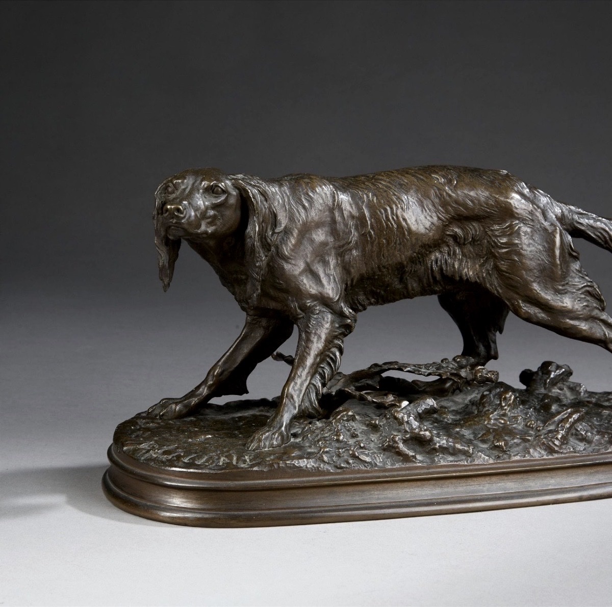 Sculpture - Chien Épagneul Anglais , MÉDOR Par Pierre - Jules Mêne (1810-1879) - Bronze -photo-3