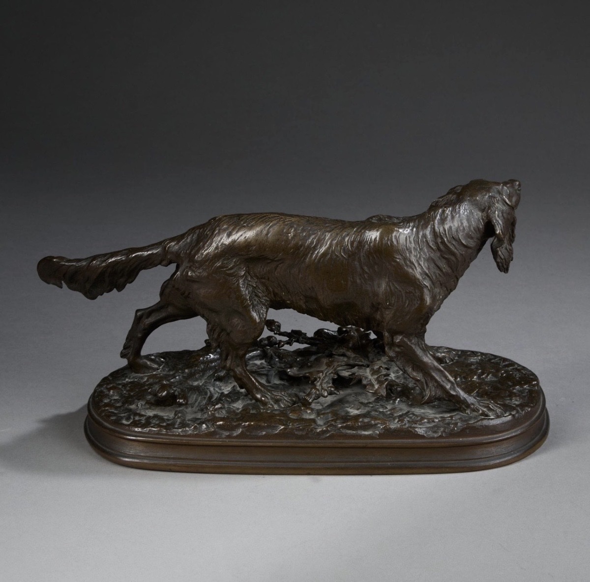 Sculpture - Chien Épagneul Anglais , MÉDOR Par Pierre - Jules Mêne (1810-1879) - Bronze -photo-1