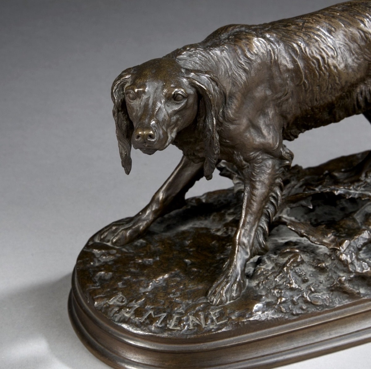 Sculpture - Chien Épagneul Anglais , MÉDOR Par Pierre - Jules Mêne (1810-1879) - Bronze -photo-2
