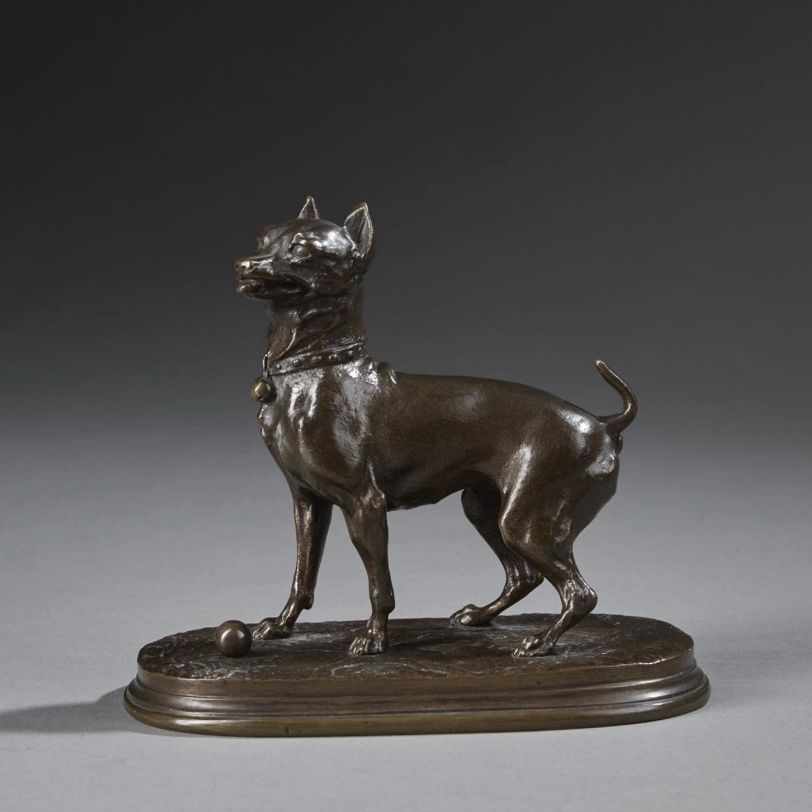 Sculpture - La Chienne LUTINE , Pierre - Jules Mêne (1810-1879) - Bronze 