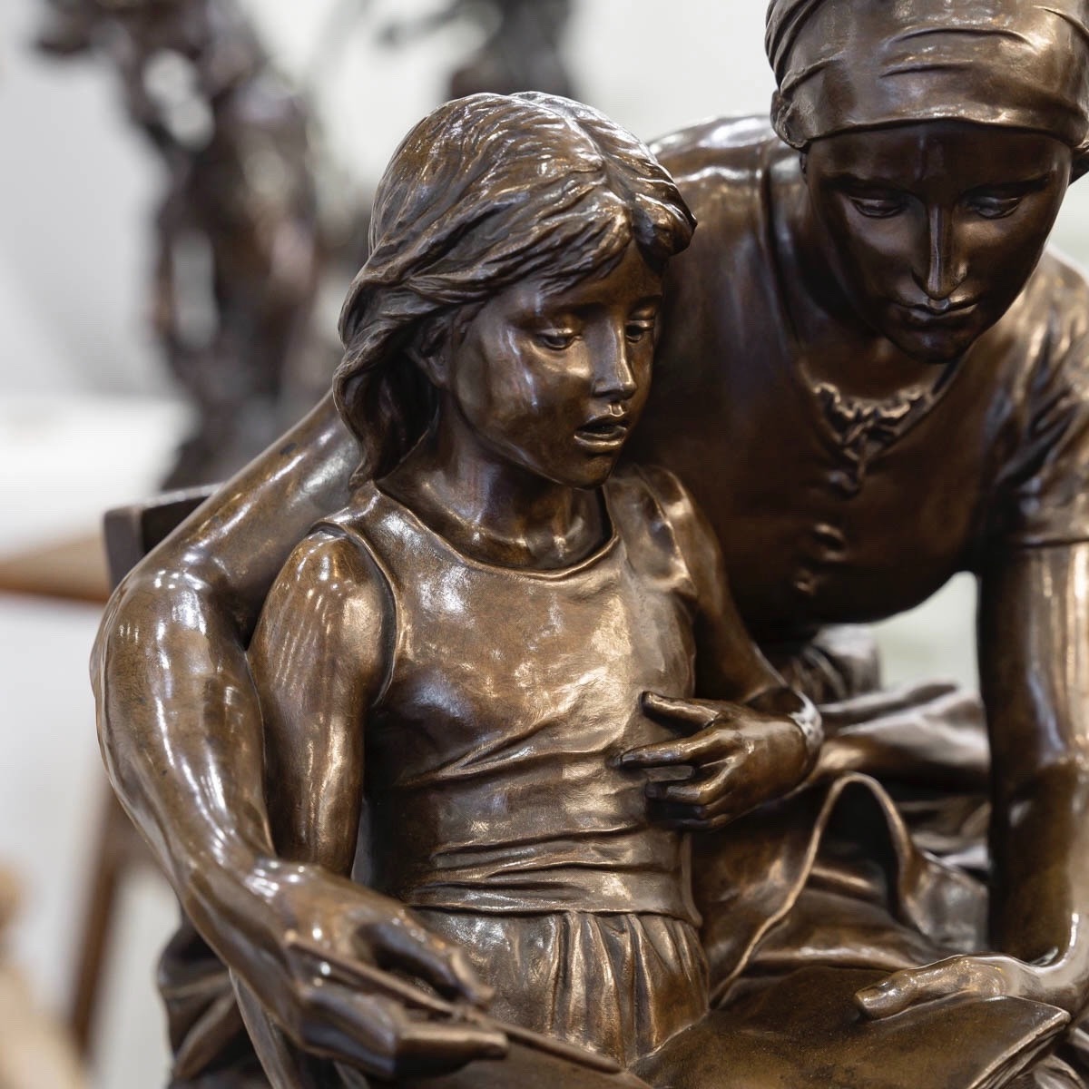 SCULPTURE - L' ÉDUCATION MATERNELLE , EUGÈNE DELAPLANCHE (1836-1891) - BRONZE -photo-4