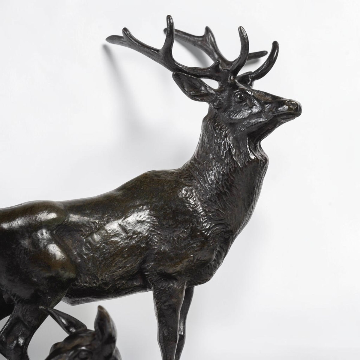 SCULPTURE - FAMILLE DE CERF N°2  , ANTOINE - LOUIS BARYE (1795-1875)  - BRONZE-photo-4