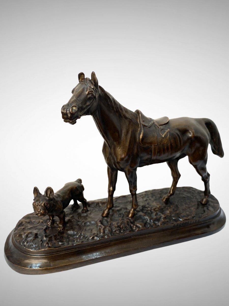 Bronze - Les Deux Amis Par Prosper Lecourtier (1855-1924)-photo-4