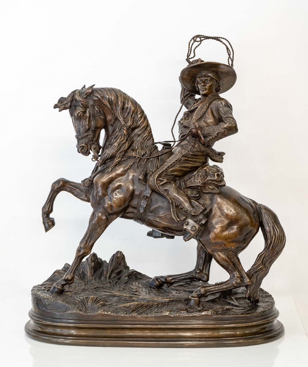 Plomb Creux Cavalier Mexicain Au Lasso - Soldat De Plomb Ancien / Antique Toy Soldier