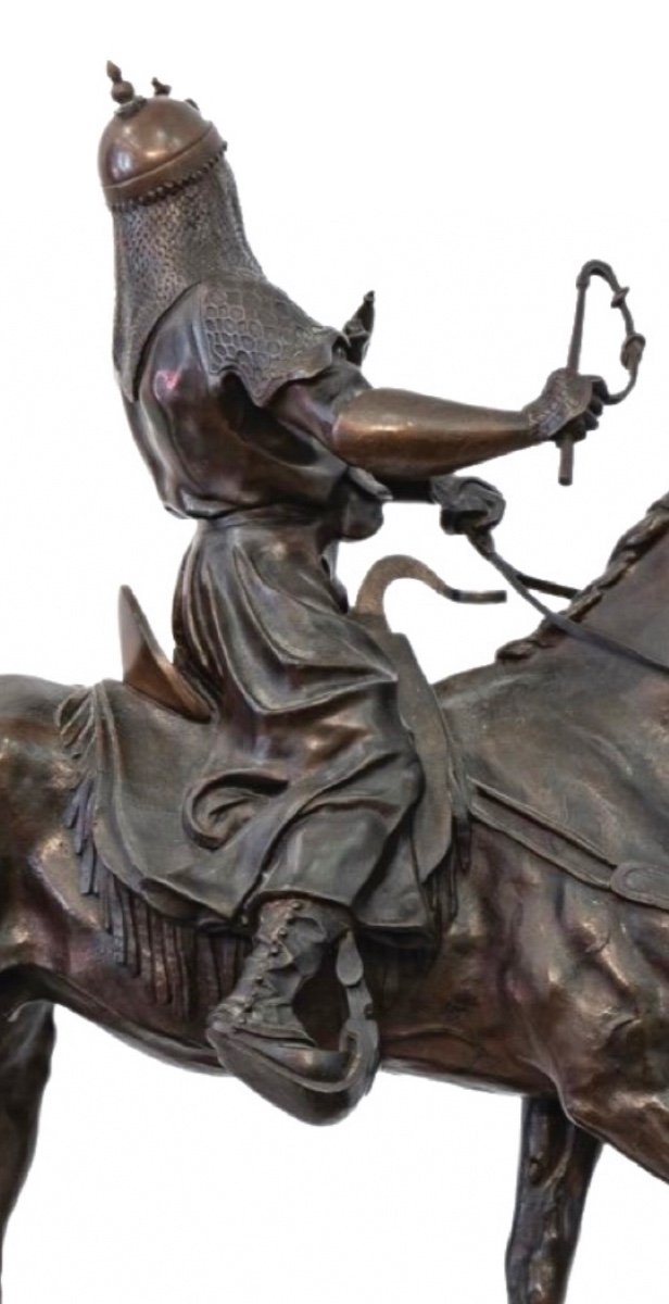 Sculpture - Gengis Khan A Cheval Par Alfred Barye (1839-1895) - Bronze-photo-2