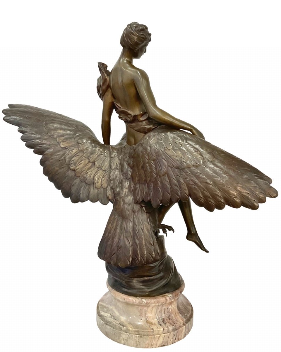 Sculpture - Hébé et l' Aigle de Jupiter par Benoît Lucien Hercule (1848-1913) - Bronze-photo-5