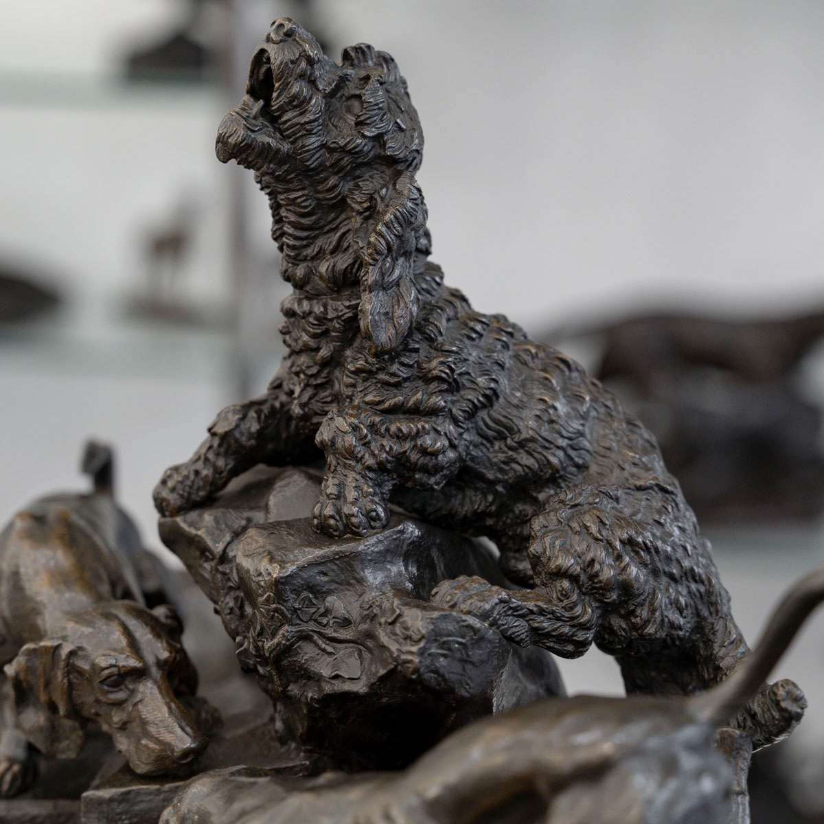 Les Trois Chiens Au Terrier Par Jules Moigniez (1835-1894) - Bronze-photo-4
