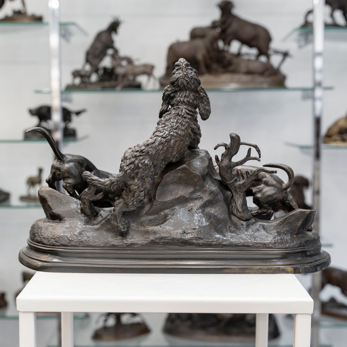 Les Trois Chiens Au Terrier Par Jules Moigniez (1835-1894) - Bronze-photo-2