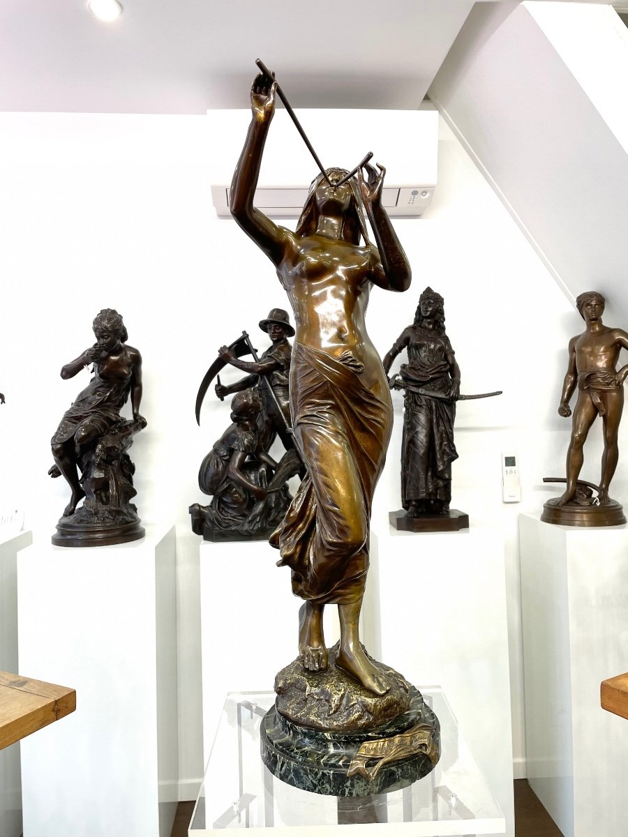 Sculpture - The Muse Of The Woods , Edouard Drouot - Bronze-photo-3