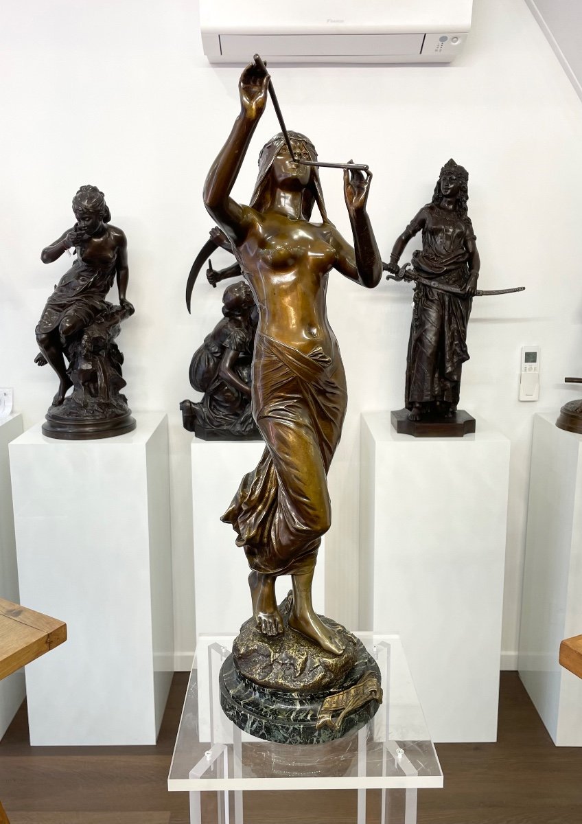 Sculpture - The Muse Of The Woods , Edouard Drouot - Bronze-photo-4