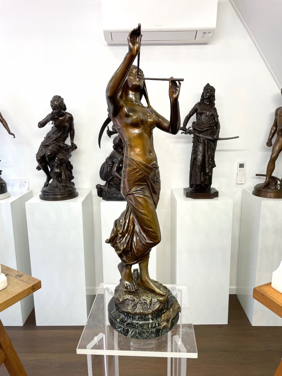 Sculpture - The Muse Of The Woods , Edouard Drouot - Bronze-photo-1