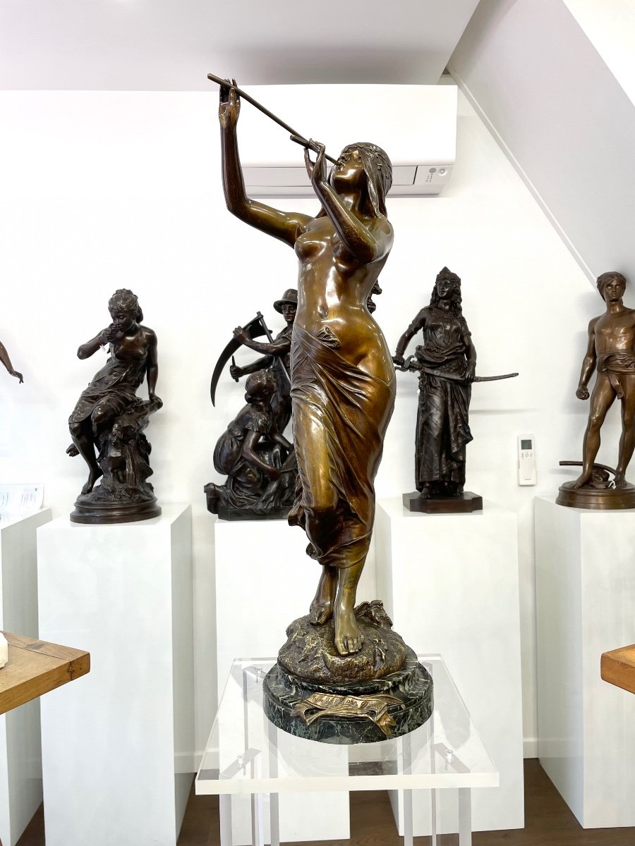 Sculpture - La Muse Des Bois , Edouard Drouot - Bronze-photo-2