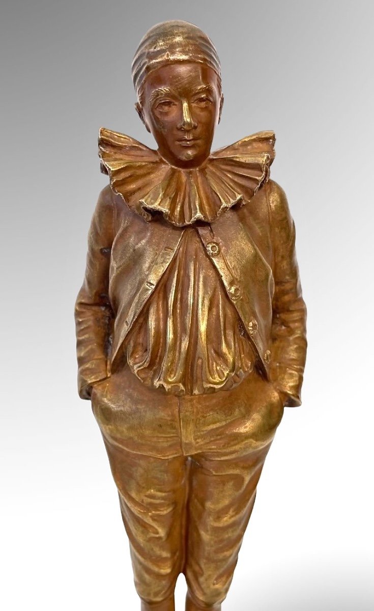 Sculpture - " Pierrot " By Jean Garnier ( 1853 - 1910 ) - Bronze-photo-2
