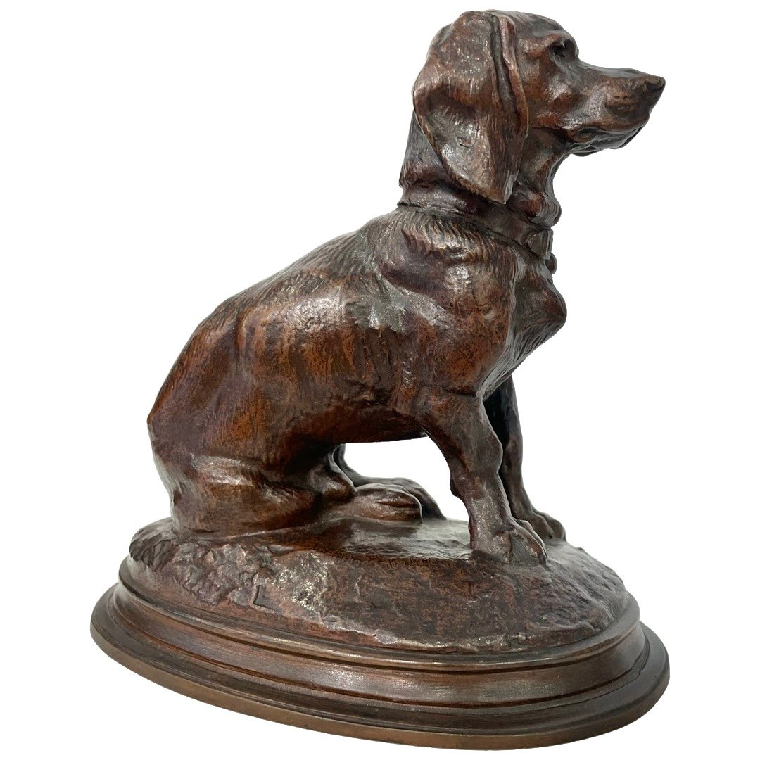 Sculpture - Basset Hound By Emmanuel Frémiet (1824 - 1910) - Bronze XIXth Century-photo-2
