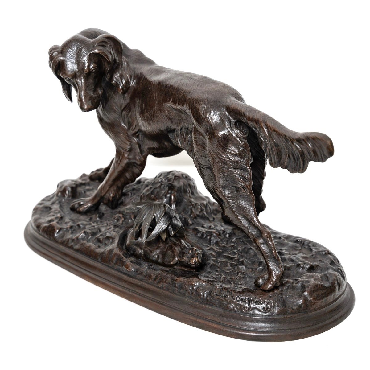 Sculpture - Chien De Chasse Au Lapin Par Jules Moigniez (1835-1894) - Bronze XIX ème Siècle -photo-2