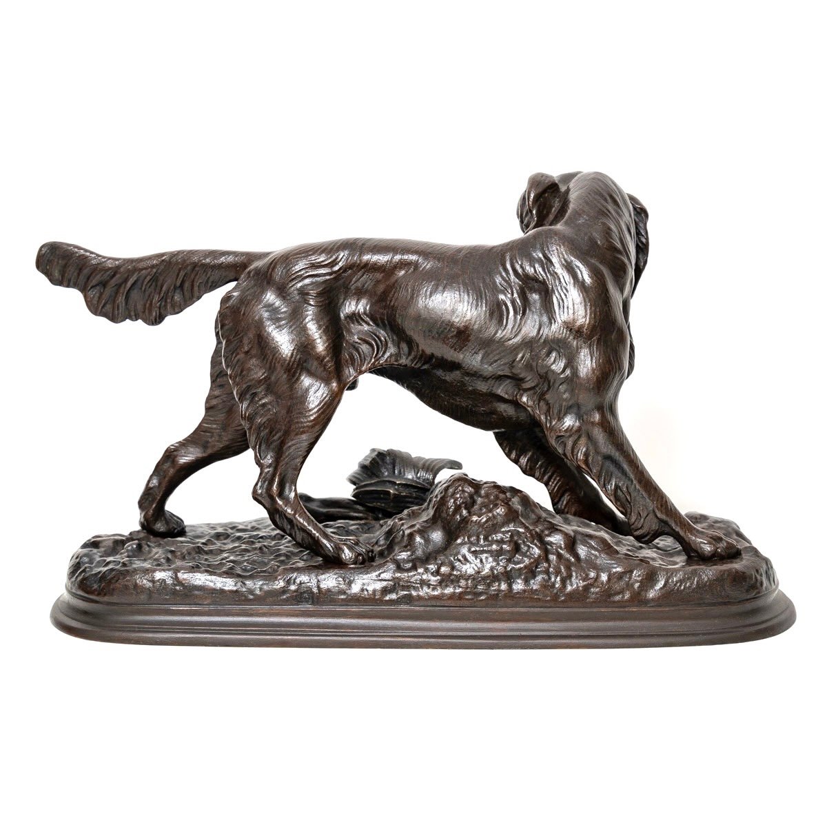 Sculpture - Chien De Chasse Au Lapin Par Jules Moigniez (1835-1894) - Bronze XIX ème Siècle -photo-1