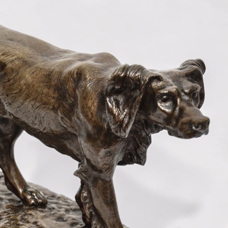 Sculpture - Chien Setter , Jules Moigniez (1835 - 1894) - Bronze -photo-1