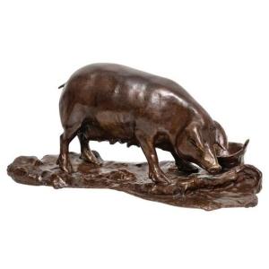 Sculpture - Sow By Tommaso Campaiola - Bronze XIXth Century