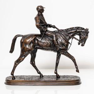 Sculpture - Jockey On Horseback By Pierre - Jules Mêne (1810 - 1879) - Bronze XIXth Century