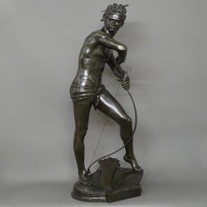 Sculpture - Sarpédon Bandant Son Arc , Henri Peinte (1845-1912) - Bronze