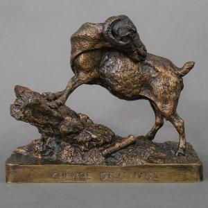 Sculpture - " Goat Of India " , Pierre - Jules Mêne (1810-1879) - Bronze