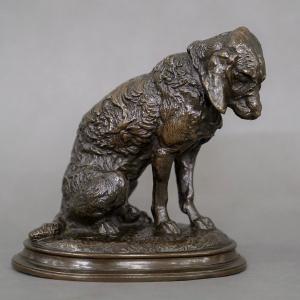 Sculpture - Sitting Terrier Dog , Emmanuel Frémiet (1824-1910) - Bronze