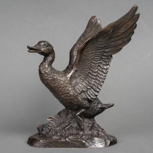 Sculpture - The Flight Of The Duck , Irénée Rochard (1906-1984) - Bronze