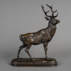 Sculpture - Cerf qui écoute 1838 , Antoine-Louis Barye (1795-1875) - Bronze