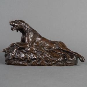 Sculpture - Dog With Hare , Emile - Louis Truffot (1843-1896) - Bronze