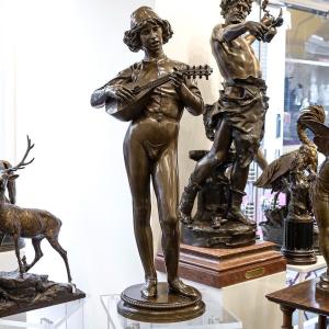 Sculpture - The Florentine Singer , Paul Dubois (1829-1905) - Bronze