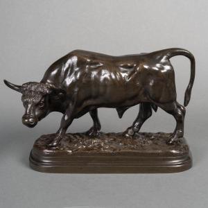 Sculpture - Taurus By Louis Vidal (the Blind) Says Natavel (1831-1892) - Bronze