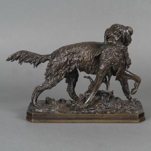 Sculpture - Pheasant Dog , Christophe Fratin (1801-1864) - Bronze 