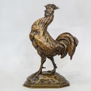 Sculpture - The Rooster , Alfred Barye (1839-1895) - Bronze