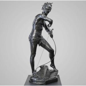 Sculpture – Sarpédon Bandant Son Arc , Henri Peinte (1845-1912) – Bronze
