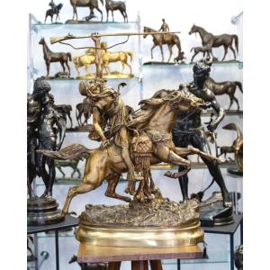 Sculpture - La Fantasia Arabe , Prosper Lecourtier (1851-1924) - Bronze