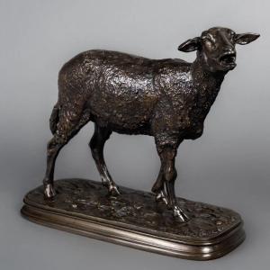 Sculpture - Standing Vosges Sheep , Pierre - Jules Mêne (1864) - Bronze