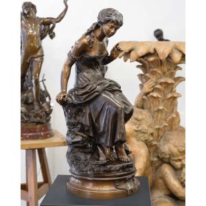 Sculpture - The Return Of The Swallows , Auguste Moreau (1834-1917) - Bronze